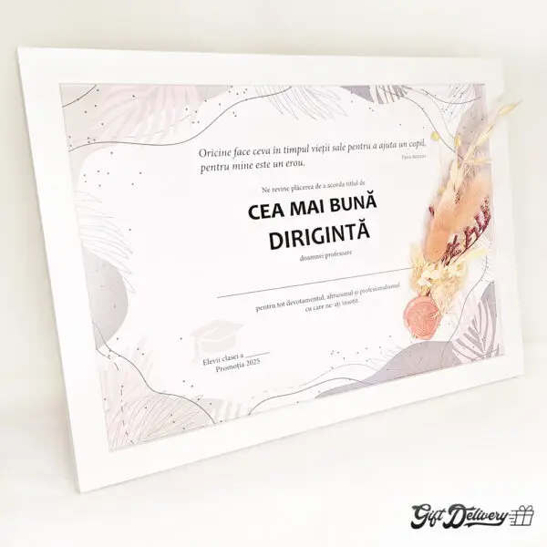 diploma diriginta cu flori uscate